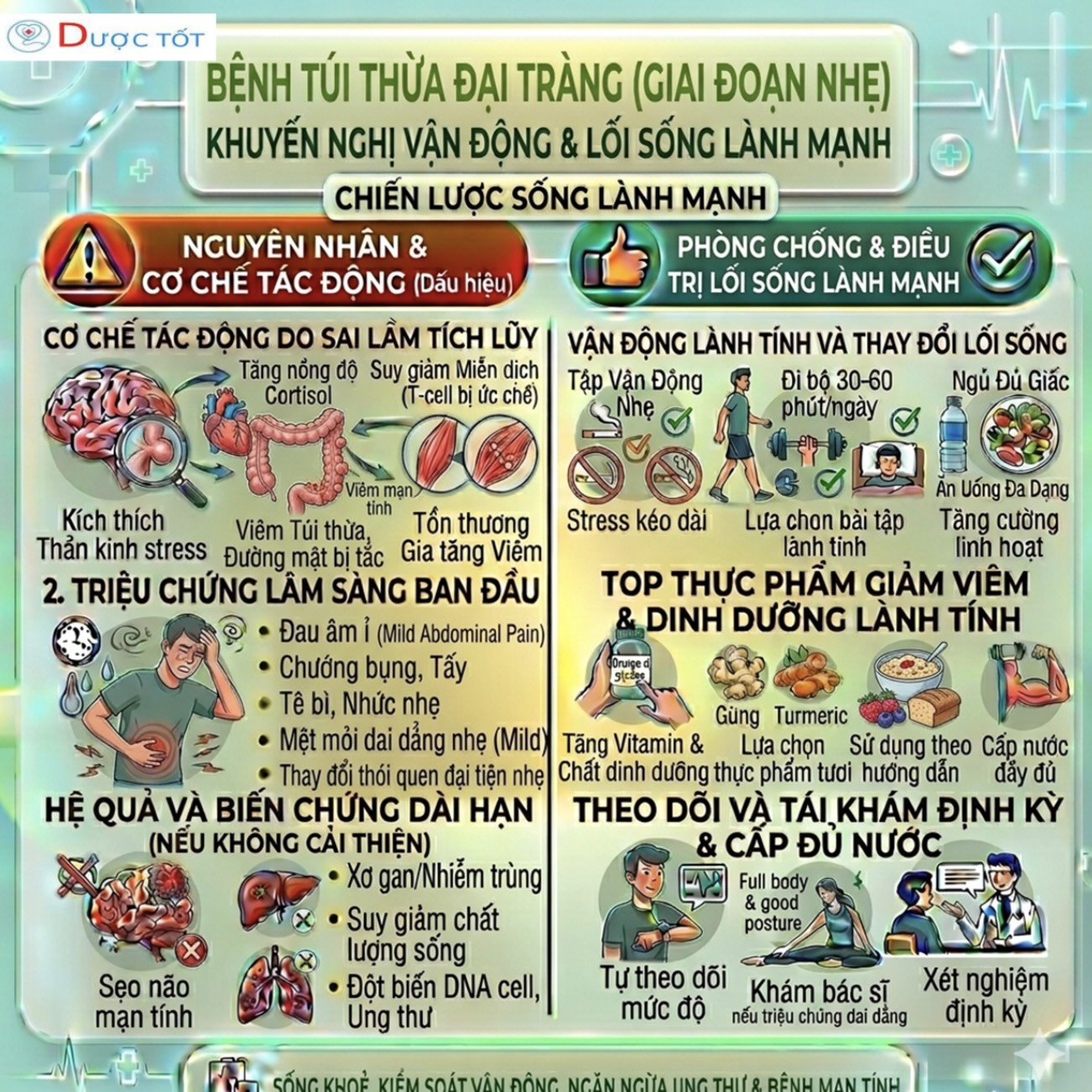 BỆNH TÚI THỪA ĐẠI TRÀNG (GIAI ĐOẠN NHẸ) & CÁCH DIỀU TRỊ
