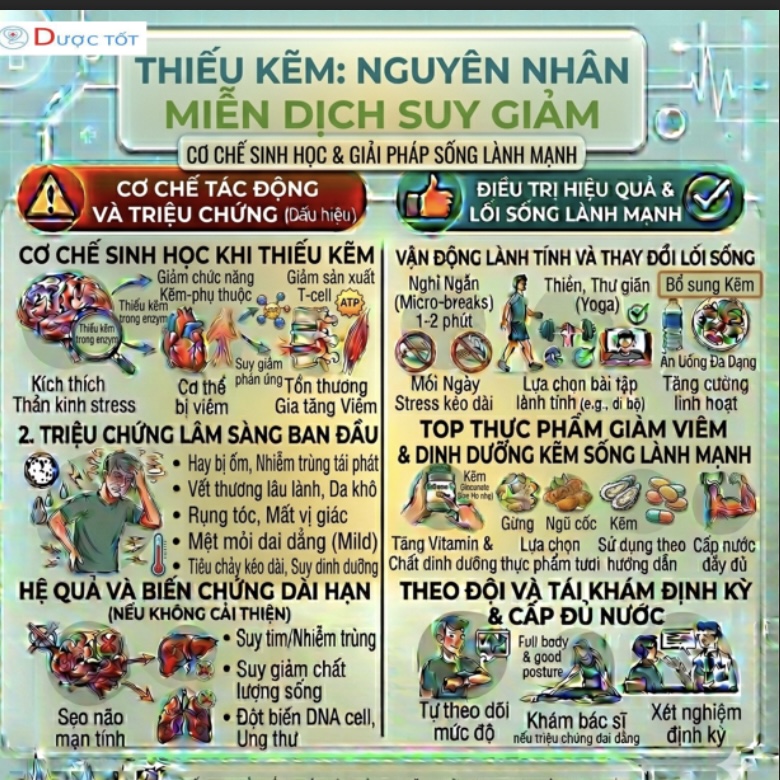 THIẾU KẼM – NGUYÊN NHÂN KHIẾN MIỄN DỊCH SUY GIẢM