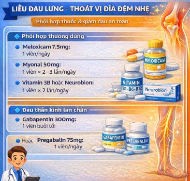 Liều Đau Lưng Thoát Vị Đĩa Đệm Nhẹ Phối Hợp Thuốc Đúng Cách Để Giảm Đau An Toàn