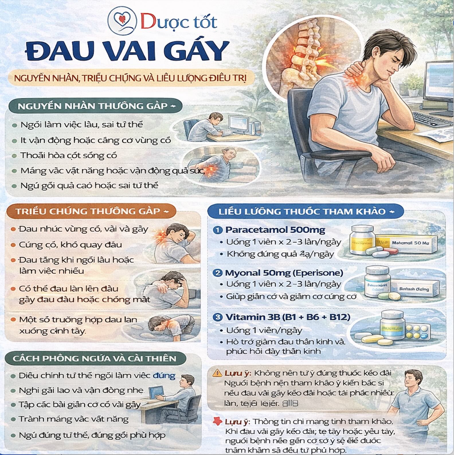 Đau vai gáy và cách khắc phục