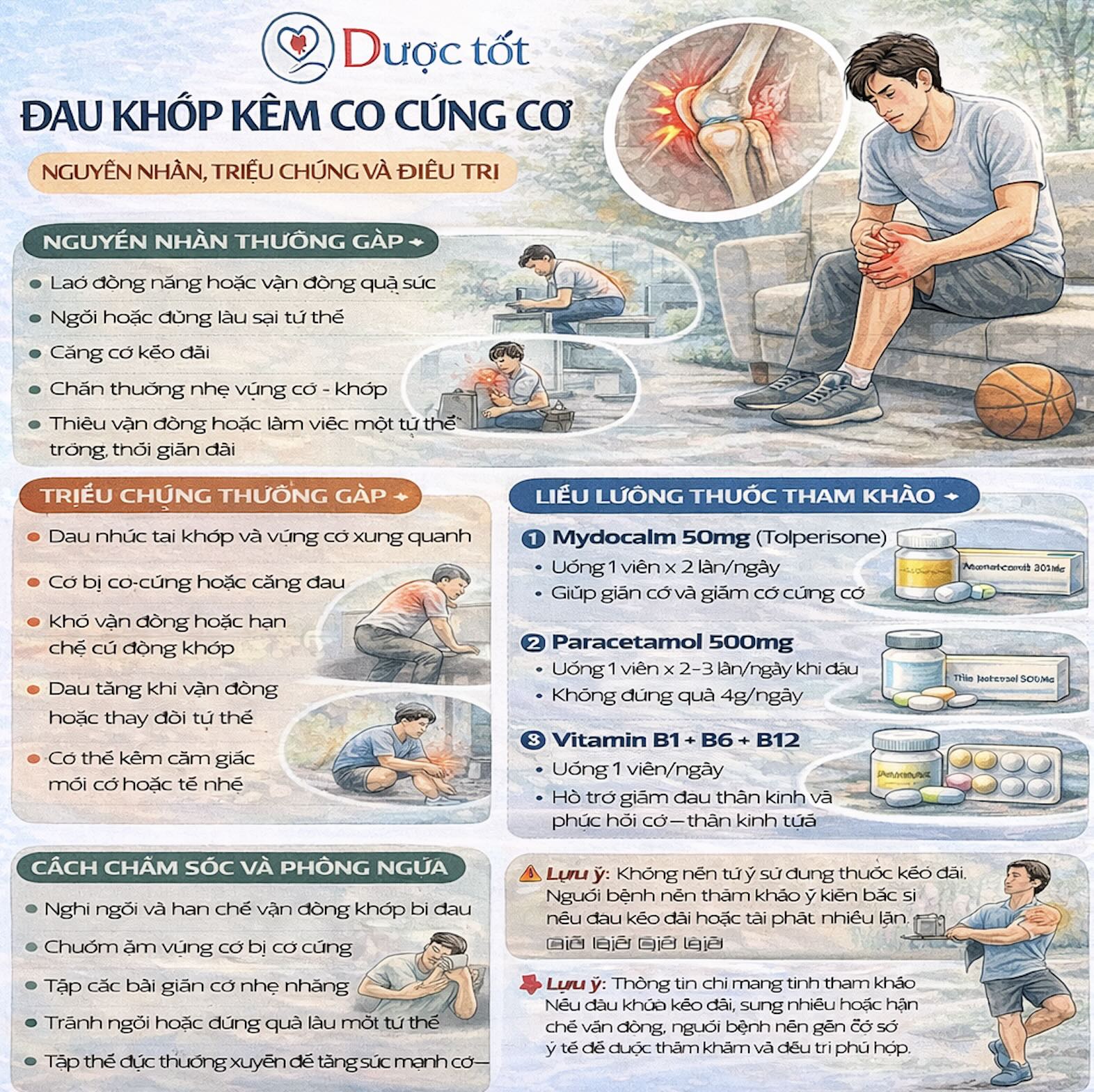 Đau khớp dẫn đến co cứng cơ