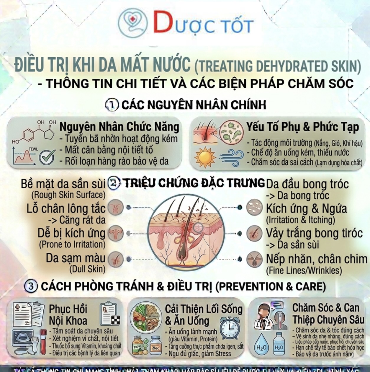 Điều trị khi da mất nước