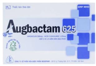 Thuốc Augbactam 625 Mekophar điều trị nhiễm khuẩn (2 vỉ x 5 viên)