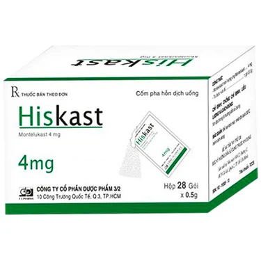 Hiskast 4mg điều trị hen phế quản mạn tính (hộp/28 gói)