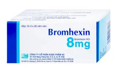 Thuốc Bromhexin 8mg Dược 3-2 tan đàm trong viêm khí phế quản, viêm phế quản mạn tính (10 vỉ x 20 viên)