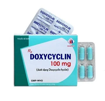 Thuốc Doxycyclin 100mg Domesco điều trị nhiễm khuẩn (10 vỉ x 10 viên)