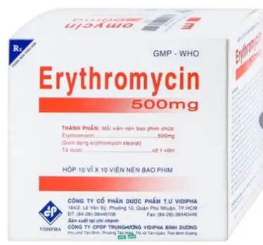 Thuốc Erythromycin 500mg Vidipha điều trị nhiễm khuẩn (10 vỉ x 10 viên)