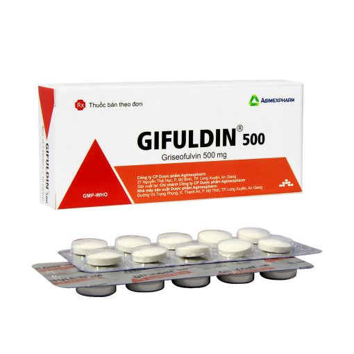 Gifuldin 500mg điều trị nấm ngoài da, tóc và móng (2 vỉ x 10 viên)
