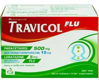 Thuốc Travicol Flu TV.Pharm giảm nhanh các triệu chứng do cảm cúm (10 vỉ x 10 viên)