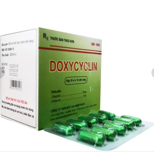 Thuốc kháng sinh Doxycyclin Armephaco hộp 10 vỉ x 10 viên nang cứng