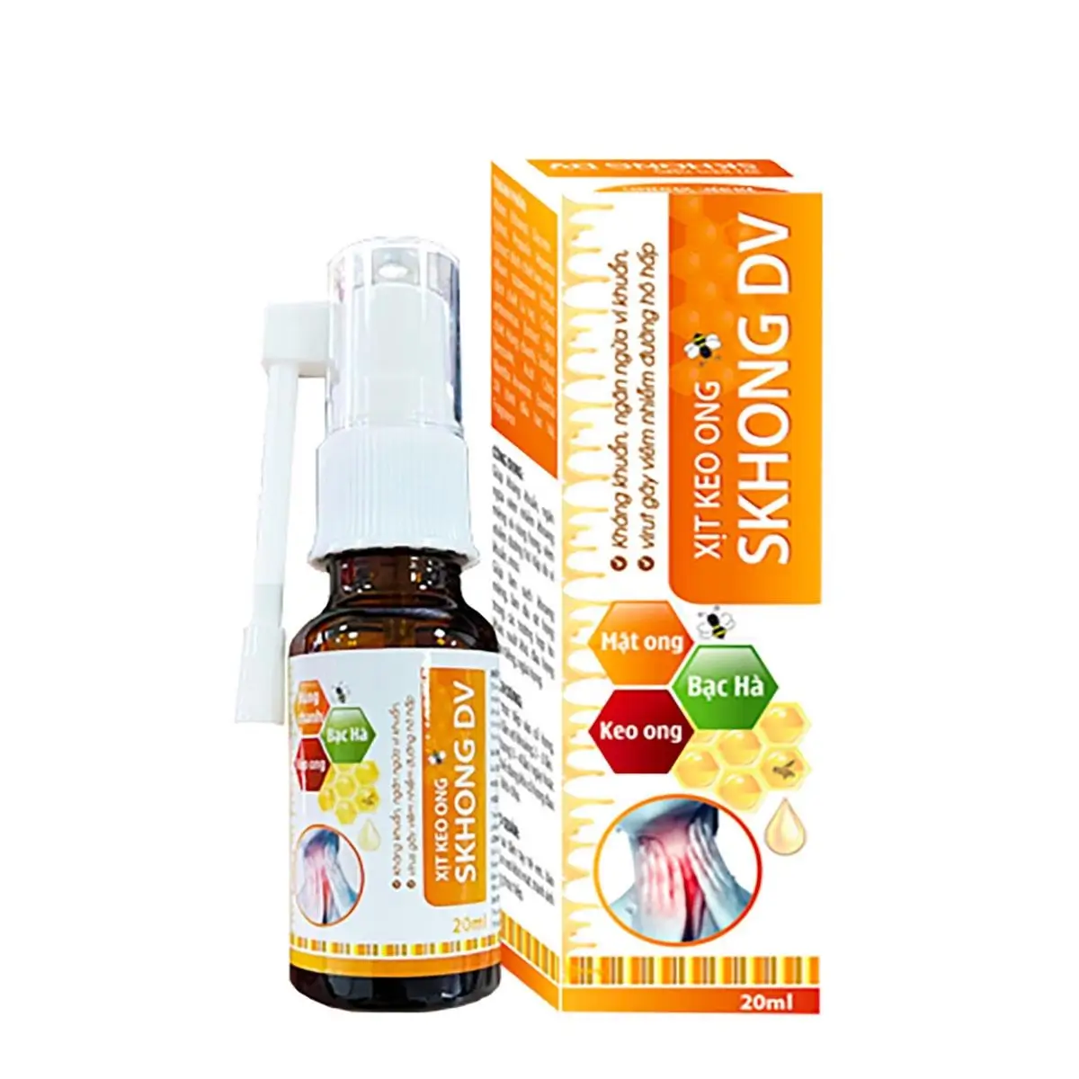 Xịt keo ong SKHONG giúp kháng khuẩn, làm sạch khoang miệng, giảm đau họng