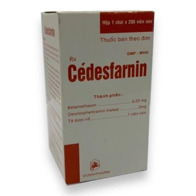 Cedesfarin điều trị viêm hen mũi dị ứng, viêm mũi dị ứng, dị ứng mắt, viêm mắt - Chai 200 viên nén - DonaiPharm