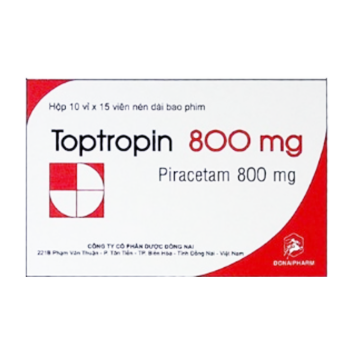Toptropin 800 điều trị chóng mặt, nghiện rượu, suy giảm trí nhớ - Hộp 10 vỉ x 15 viên nén - DonaiPharm