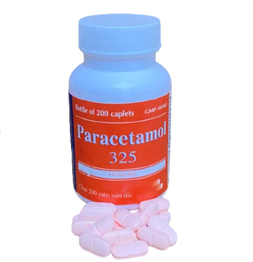 Paracetamol 325 giảm các cơn đau nhẹ và vừa - Chai 200 viên nén dài - DonaiPharm