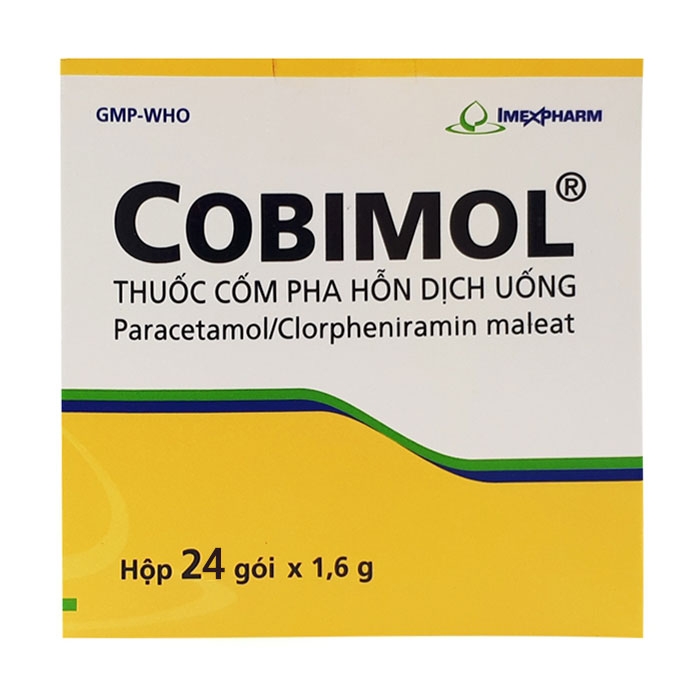 Cobimol điều trị các triệu chứng cảm cúm như đau nhức, sốt, sổ mũi - Hộp 24 gói x 1,6g -Imexpharm