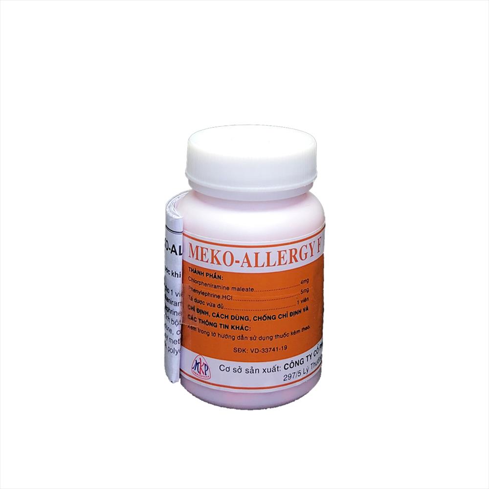 Meko-Allergy F điều trị các biểu hiện dị ứng như sổ mũi, viêm mũi, mề đay - Chai 100 viên nén - MekoPhar