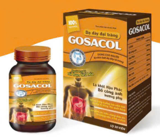 Dạ dày đại tràng Gosacol, hỗ trợ làm giảm triệu chứng viêm loét dạ dày (Lọ x 30 viên)