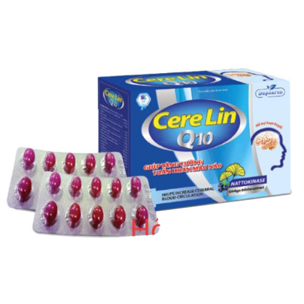 Cere Lin Q10, hỗ trợ hoạt huyết, tăng cường tuần hoàn máu não (hộp 10 v ỉ x 10 viên)