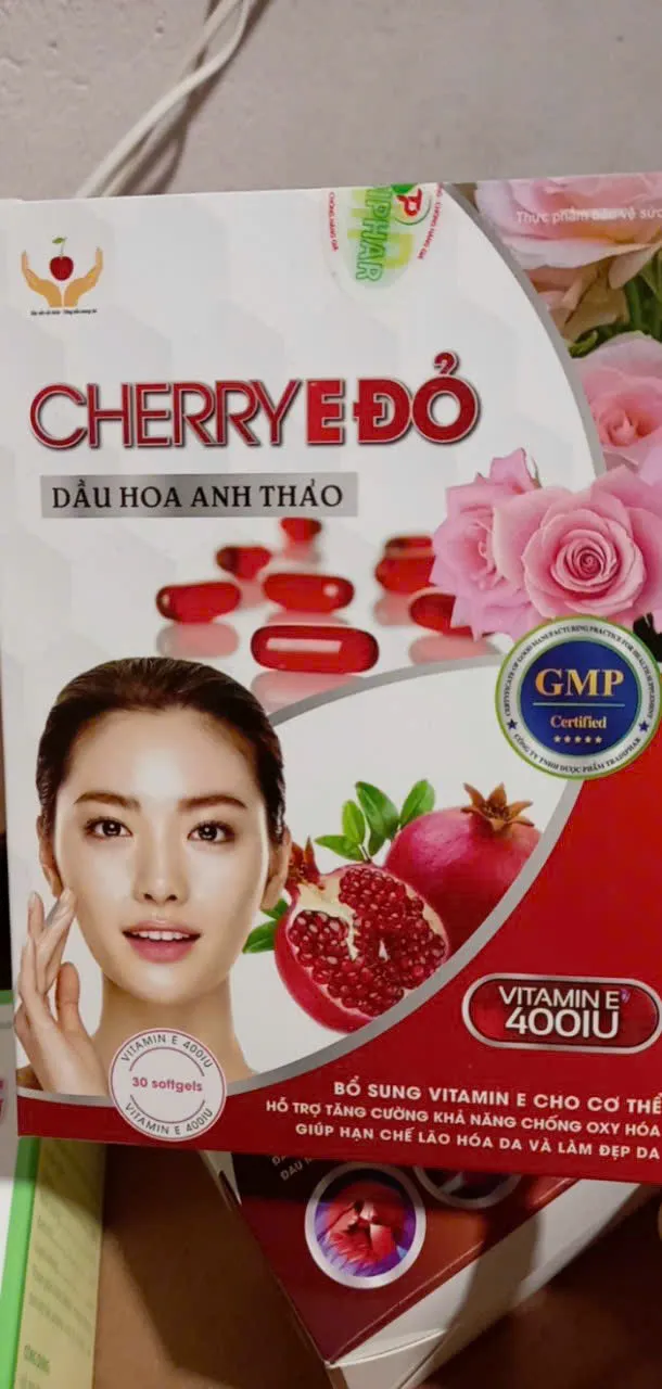 Cherry E Đỏ - Viên Uống Dầu Hoa Anh Thảo Vitamin E 400IU - Làm Đẹp Da Chống Lão Hóa