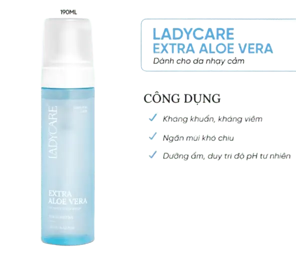 Dung dịch vệ sinh dạng bọt Ladycare Extra Aloe Vera 190ml