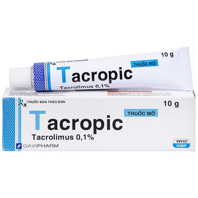 Thuốc mỡ Tacropic Tacrolimus 0,1% Davipharm điều trị chàm thể tạng (10g)
