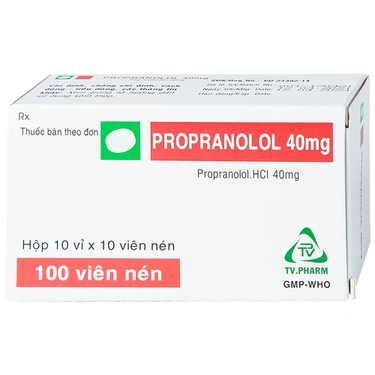 Thuốc Propranolol 40mg TV.Pharm điều trị tăng huyết áp, đau thắt ngực (10 vỉ x 10 viên