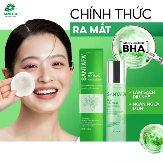 Nước Tẩy Trang Hoa Hồng Santafa - Làm Sạch Dịu Nhẹ, Ngăn Ngừa Mụn, Se Khít Lỗ Chân Lông