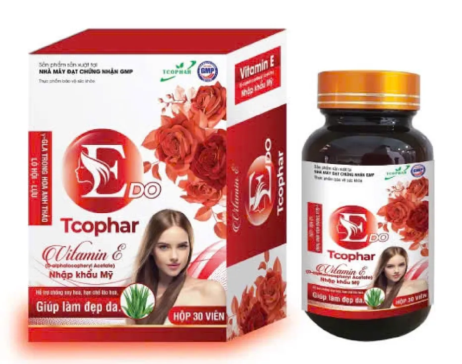 E Đỏ TCOPHAR 30 Viên - Vitamin E Thiên Nhiên Nhập Khẩu Mỹ Làm Đẹp Da, Chống Lão Hóa