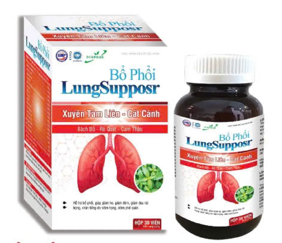 Bổ Phổi LungSupposr - Hỗ Trợ Bổ Phổi, Giảm Ho Đờm Từ Xuyên Tâm Liên & Cát Cánh