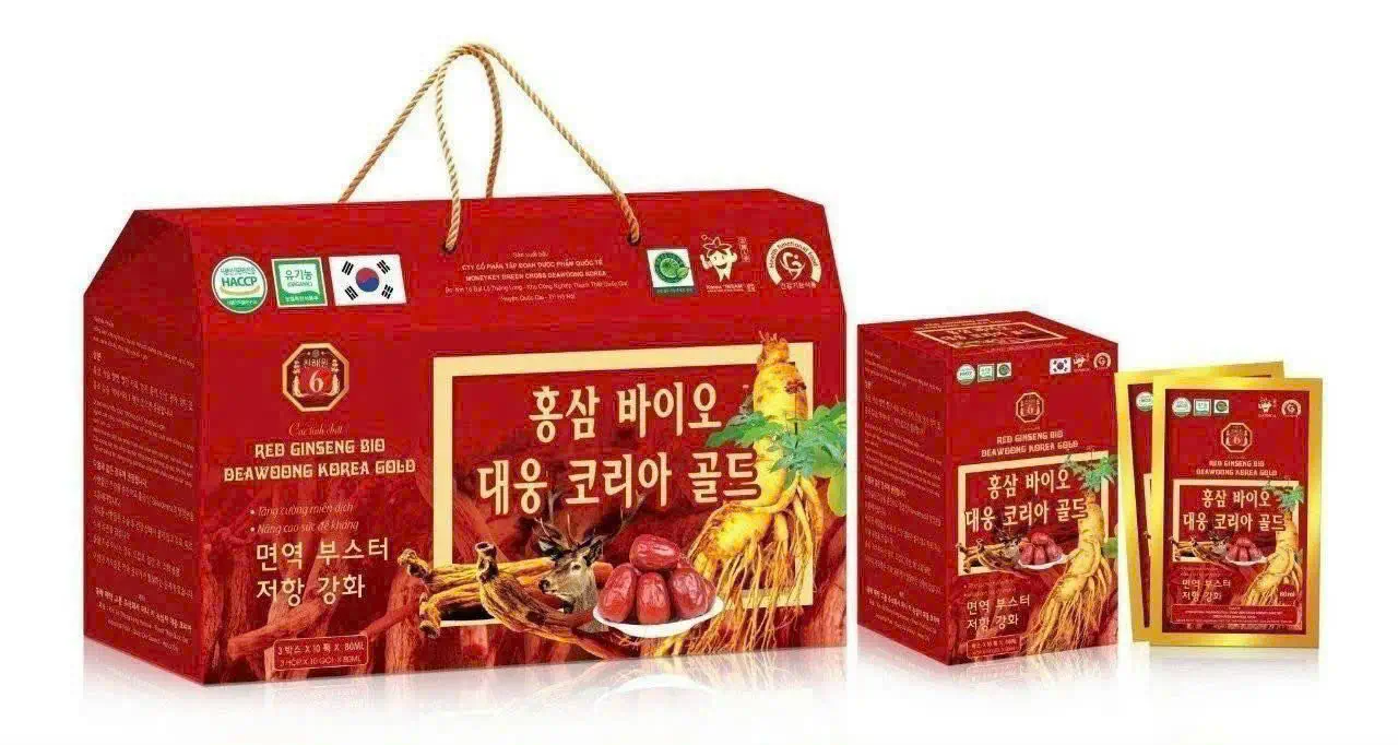 Nước Hồng Sâm Hàn Quốc - Red Ginseng Bio Deawoong Korea Gold, Bồi bổ sức khoẻ, tăng sức đề kháng (Hộp 30 gói x 80ml)