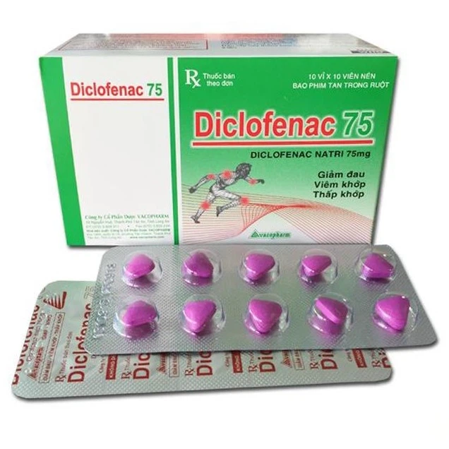 Thuốc Diclofenac 75 Vacopharm điều trị dài ngày viêm khớp mạn, thoái hóa khớp (5 vỉ x 10 viên)