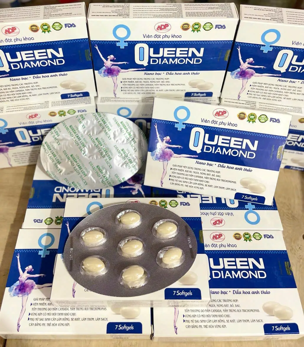 Viên Đặt Phụ Khoa Queen Diamond - Chăm Sóc Vùng Kín, Cân Bằng pH Tự Nhiên