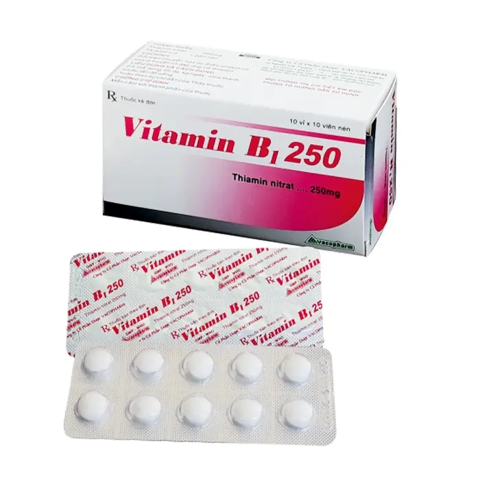 Vitamin B1 250mg Vacopharm (Hộp 10 vỉ x 10 viên) – Bổ sung vitamin B1