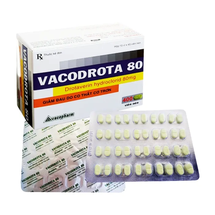 Vacodrota 80 Vacopharm 10 vỉ x 40 viên – Điều trị co thắt cơ trơn