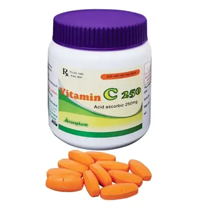 VACO VITAMIN C 250 (cam) - điều trị các bệnh do thiếu hụt vitamin C.(Chai 200 viên)