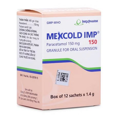 Thuốc giảm đau, hạ sốt MEXCOLD 150 (hộp 12 gói)