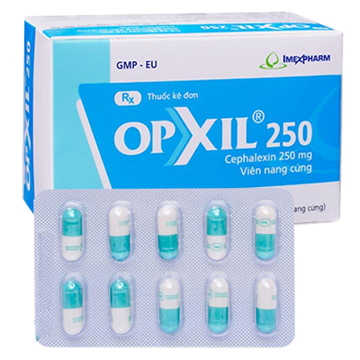 Opxil 250mg, điều trị nhiễm khuẩn, hô hấp, tiết niệu, da và mô mềm (10 vỉ x10 viên)