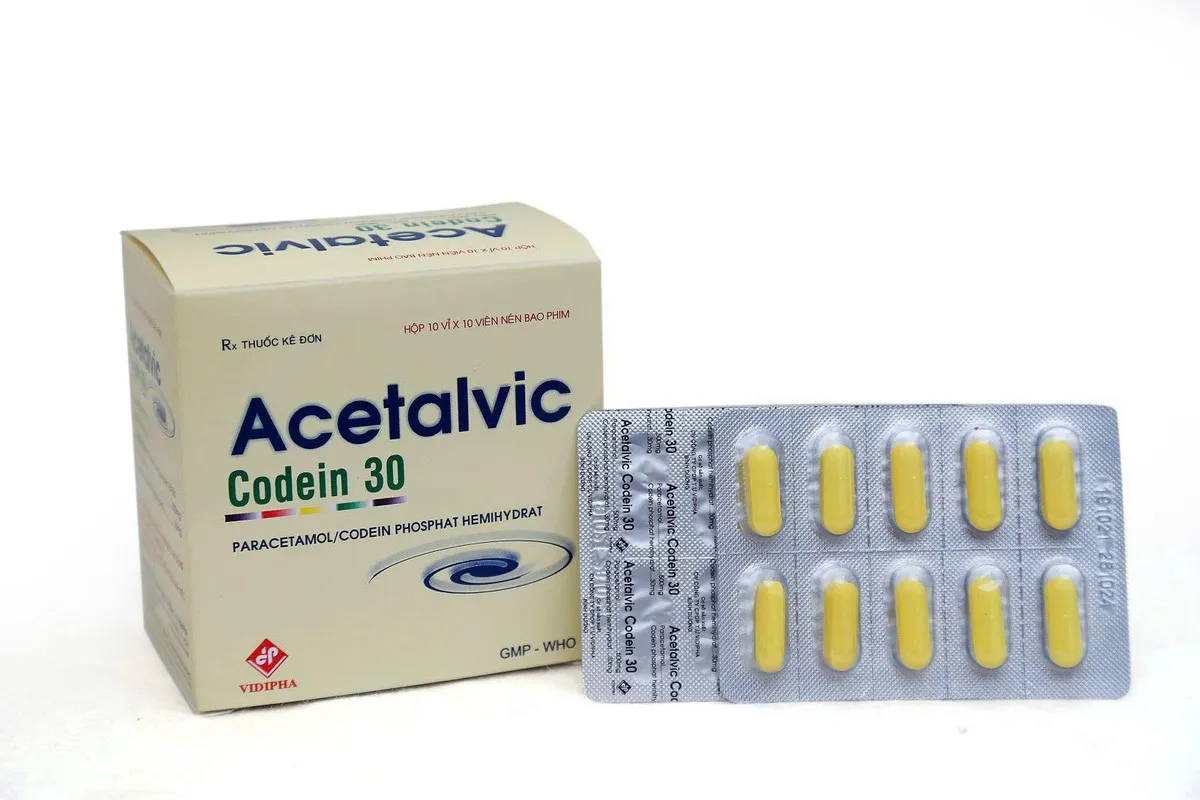 Acetalvic codein 30 Vidi (H/100v) - Thuốc Giảm Đau Mạnh Paracetamol + Codein Chính Hãng Vidipha An Toàn Hiệu Quả