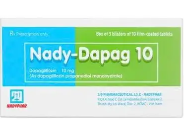 Thuốc Nady-Dapag 10 Nadyphar điều trị đái tháo đường tuýp 2, kiểm soát đường huyết