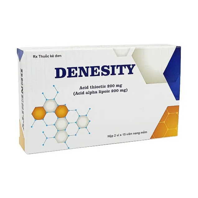 Denesity V 200 mg CPC1 Hà Nội (Hộp 2 vỉ × 15 viên) – Viên nang mềm acid alpha‑lipoic giúp bảo vệ tế bào, hỗ trợ thần kinh