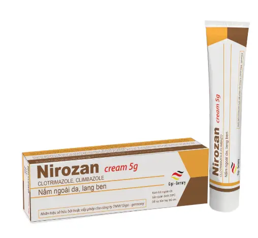 Nirozan cream bôi nấm ngoài da, lang ben tuýp 5g Giga Đức