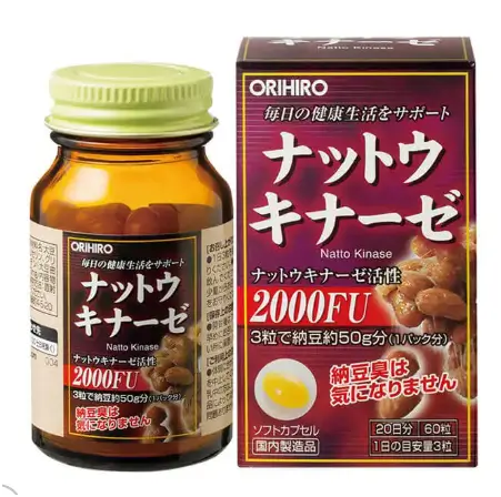 Viên uống Nattokinase 2000FU Orihiro 60 viên hỗ trợ ngăn ngừa và phòng chống tai biến đột quỵ