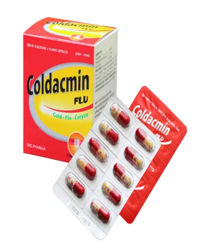 Coldacmin Flu hộp 10 vỉ x 10 viên nang Hậu Giang