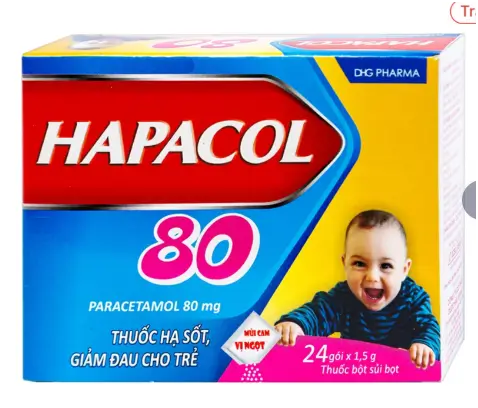 Bột Hapacol 80 DHG giảm đau, hạ sốt (24 gói)