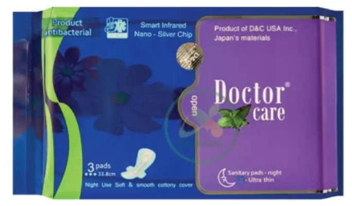 Băng vệ sinh ban đêm Doctor Care tinh chất thảo dược siêu mỏng, siêu thấm, siêu chống tràn (Gói 3 miếng, 6 cánh)