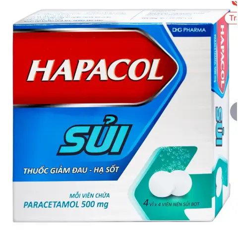 Viên sủi Hapacol 500 DHG giảm đau, hạ sốt (4 vỉ x 4 viên)