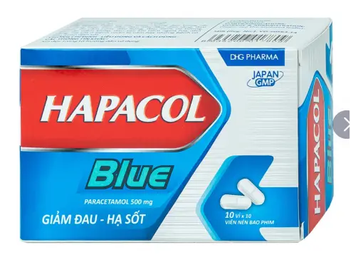 Thuốc Hapacol Blue 500 DHG điều trị đau đầu, đau nửa đầu, đau răng (10 vỉ x 10 viên)