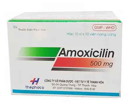 Thuốc Amoxicilin 500mg Thephaco điều trị nhiễm khuẩn (10 vỉ x 10 viên)