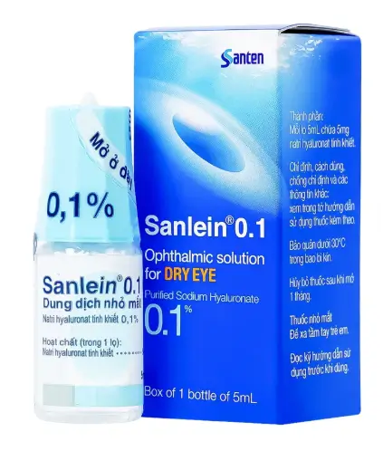 Thuốc nhỏ mắt Sanlein 0.1% Santen hỗ trợ điều trị rối loạn biểu mô kết giác mạc (5ml)