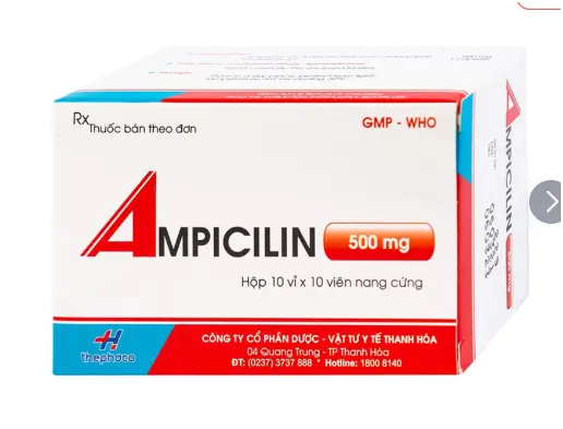Thuốc Ampicilin 500mg Thephaco điều trị nhiễm khuẩn (10 vỉ x 10 viên)